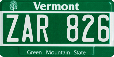 VT license plate ZAR826