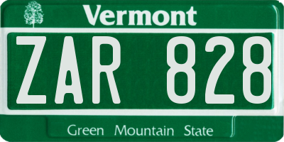 VT license plate ZAR828