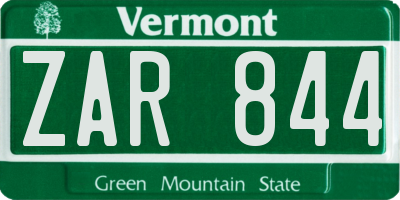 VT license plate ZAR844