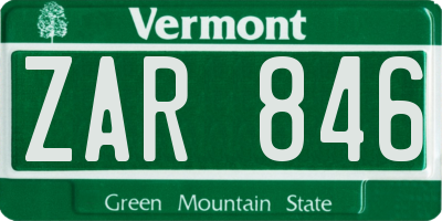 VT license plate ZAR846