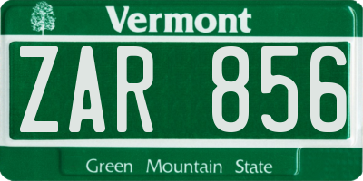 VT license plate ZAR856