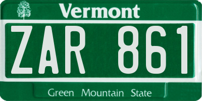 VT license plate ZAR861