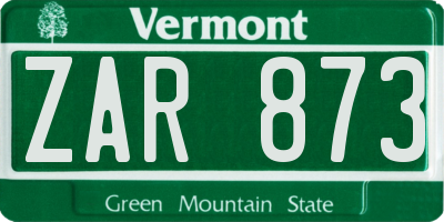 VT license plate ZAR873