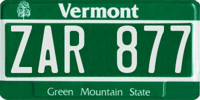 VT license plate ZAR877