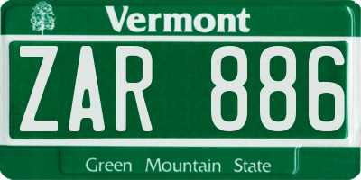 VT license plate ZAR886