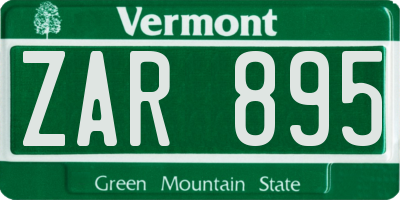 VT license plate ZAR895