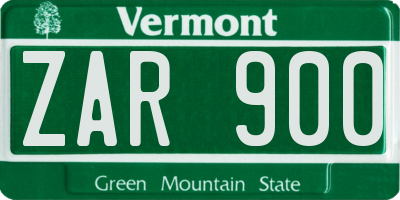 VT license plate ZAR900