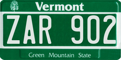 VT license plate ZAR902