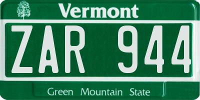VT license plate ZAR944