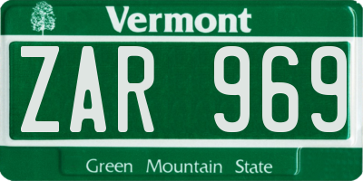 VT license plate ZAR969