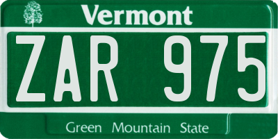 VT license plate ZAR975