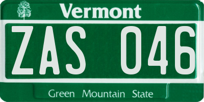 VT license plate ZAS046