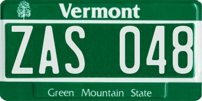 VT license plate ZAS048