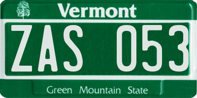 VT license plate ZAS053