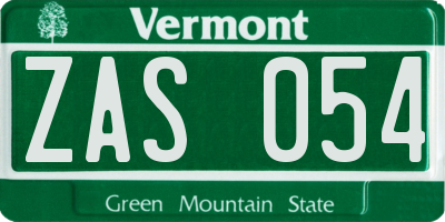 VT license plate ZAS054