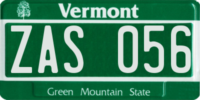 VT license plate ZAS056