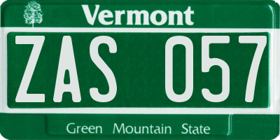 VT license plate ZAS057