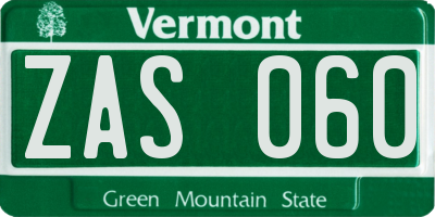 VT license plate ZAS060