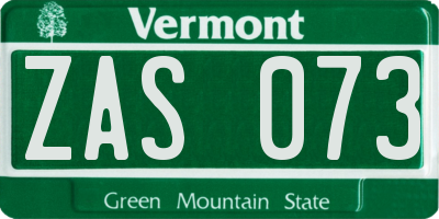 VT license plate ZAS073
