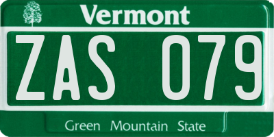 VT license plate ZAS079