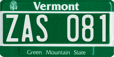 VT license plate ZAS081