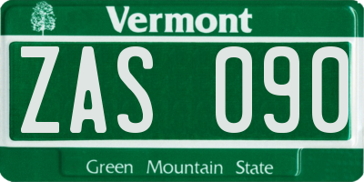 VT license plate ZAS090