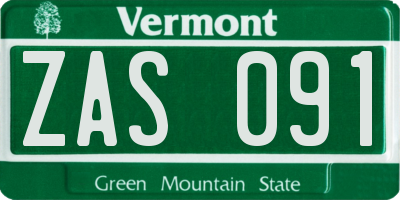 VT license plate ZAS091