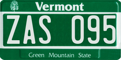 VT license plate ZAS095