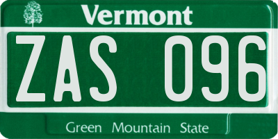 VT license plate ZAS096