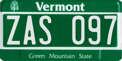 VT license plate ZAS097