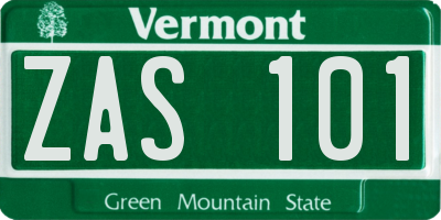 VT license plate ZAS101