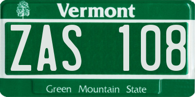 VT license plate ZAS108