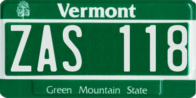VT license plate ZAS118