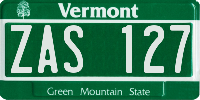 VT license plate ZAS127