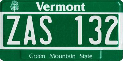 VT license plate ZAS132
