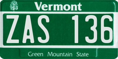 VT license plate ZAS136