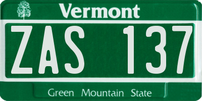 VT license plate ZAS137