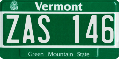 VT license plate ZAS146