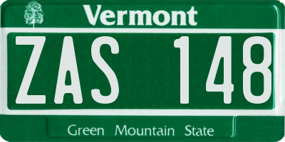 VT license plate ZAS148