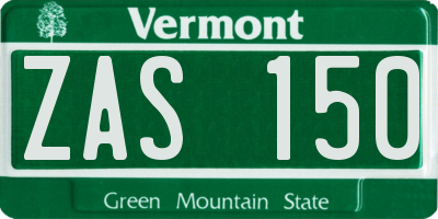 VT license plate ZAS150