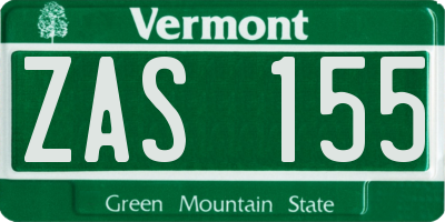 VT license plate ZAS155