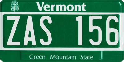 VT license plate ZAS156