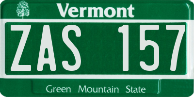 VT license plate ZAS157