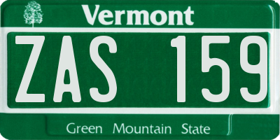 VT license plate ZAS159