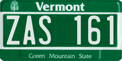 VT license plate ZAS161