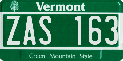 VT license plate ZAS163