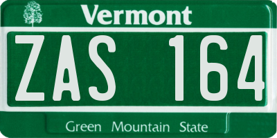 VT license plate ZAS164