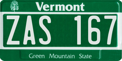 VT license plate ZAS167