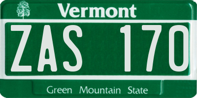 VT license plate ZAS170