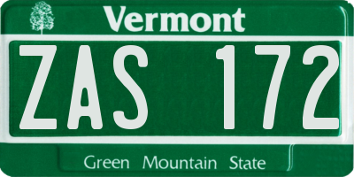 VT license plate ZAS172